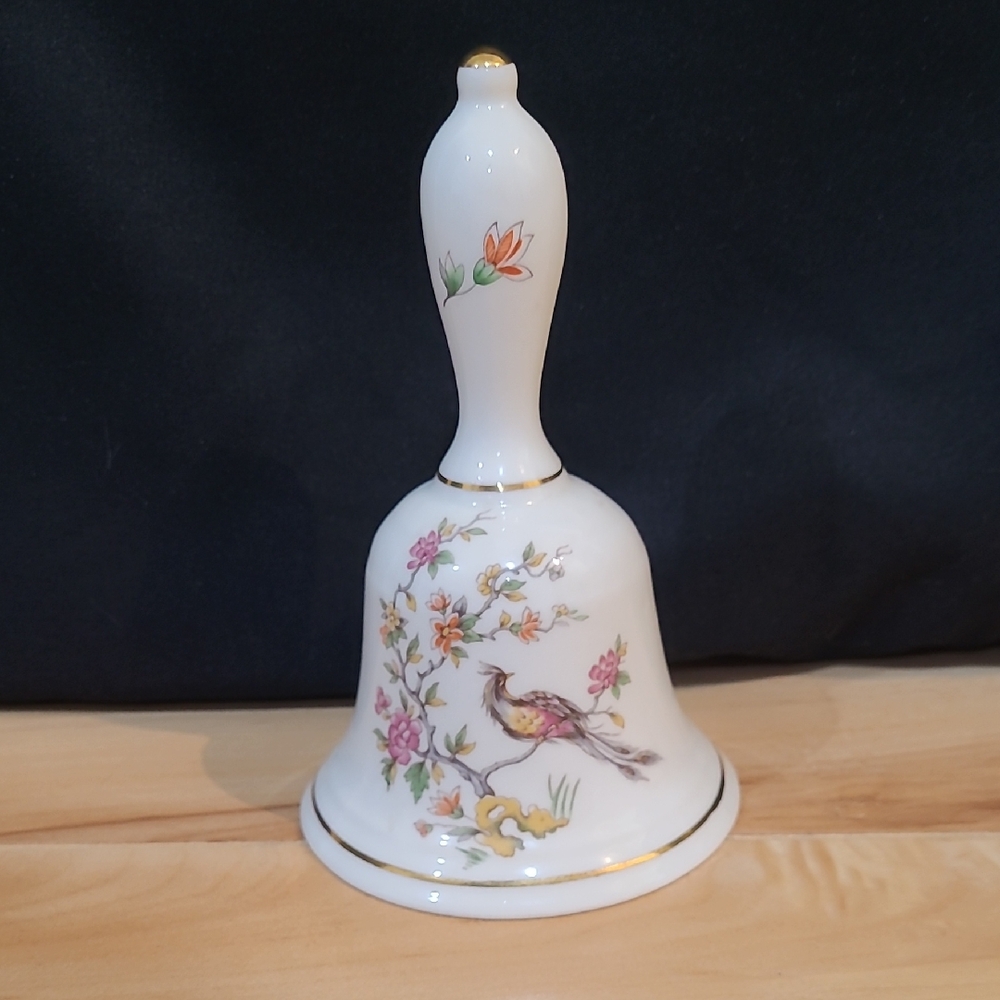 Newhall Floral Porcelain Bell with Gold Accents